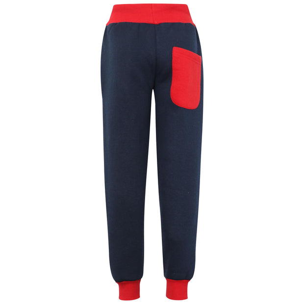 A2Z 4 Kids Girls Boys Plain Contrast Fleece Tracksuit Navy & Red Hooded Top And Bottom Joggers Sweatpants Sports Gymwear Jogging Suit Activewear Hoodie With Jogger Set Childrens Unisex Age 5-13 Years