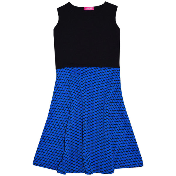 Kids Girls Skater Dress Black & Blue Summer Party Dance Dresses New Age 7-13 Yr