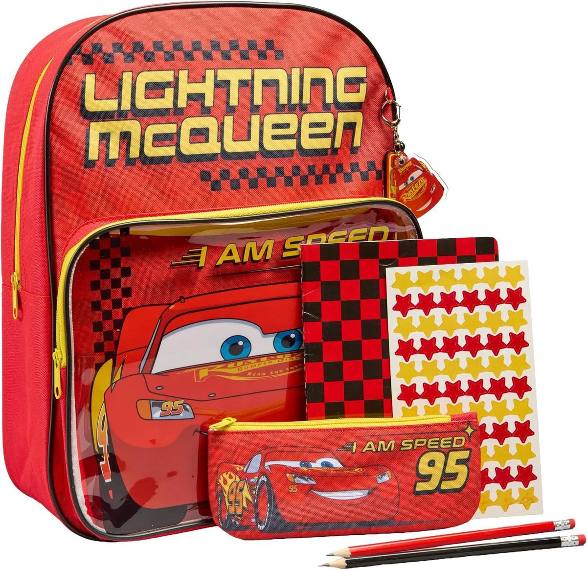 Disney Pixar Cars School Backpack With Pencil Case Notebook Stickers and Pencils