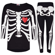 Kids Girls Tops Skeleton Print T Shirt Top & Legging Set Halloween Costume 5-13 - A2Z 4 Kids