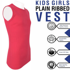 Girls Ribbed Vest  Kids Stylish Top Fashion T Shirt Age 5 6 7 8 9 10 11 12 13 Yr
