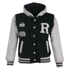 Kids Baseball Hooded R Fashion NYC/FOX Jacket Long Sleeve Coat Girls Boys 2-13Yr