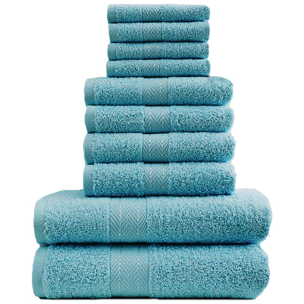 Luxurious 10 Piece Towel Bale Set 2x Bath Towels (66x118cm) 4x Soft and Absorbent Hand Towels (51x81cm) and 4x Cozy Face Towels (30x30cm) 500 GSM 100% Cotton Towels Available in 1 Pack adn 2 Pack Options - A2Z 4 Kids