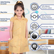 Girls Uniform School Dress Gingham Check Printed Dress With Matching Scrunchies - A2Z 4 Kids