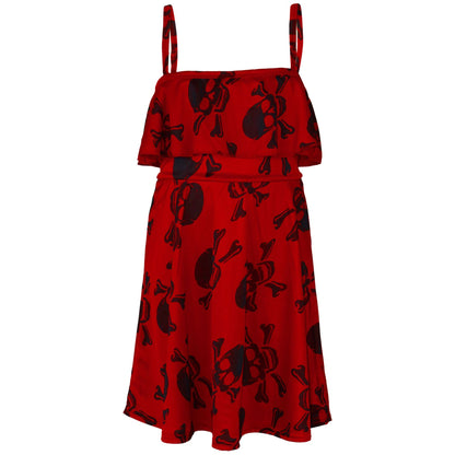 Kids Girls Boys Skull Print Crop Top Legging Skater Dress Halloween Costume 5-13