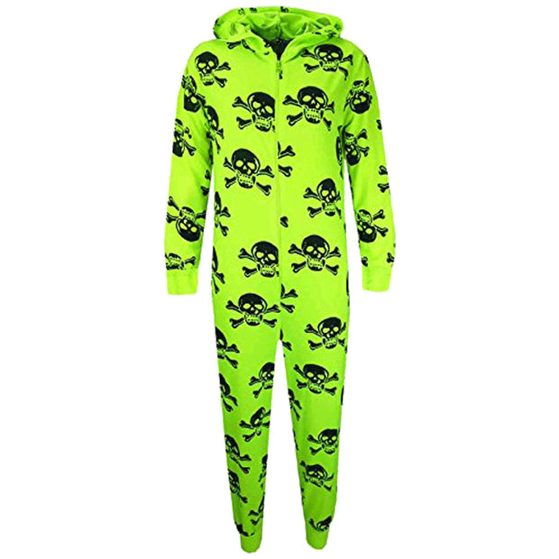 Kids Unisex Onesie Girls Boys Skull & Cross Bone Print Onesies All In One Jumpsuit PJ's New Age 5-13 Years - A2Z 4 Kids