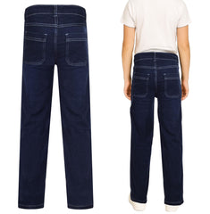Kids Girls Boys Denim Jeans Stitch Pocket Tailored Fashion Pants With Belt Loops