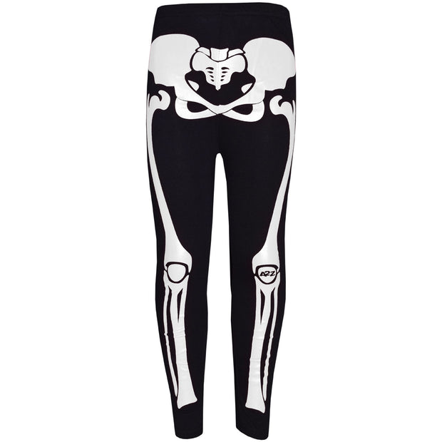 Kids Girls Skeleton Print T Shirt Top & Legging White Halloween Costume Set - A2Z 4 Kids