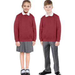 Kids Girls Boys Sweatshirt  Plain Crew Round Neck Uniform  Age 2-13 Years