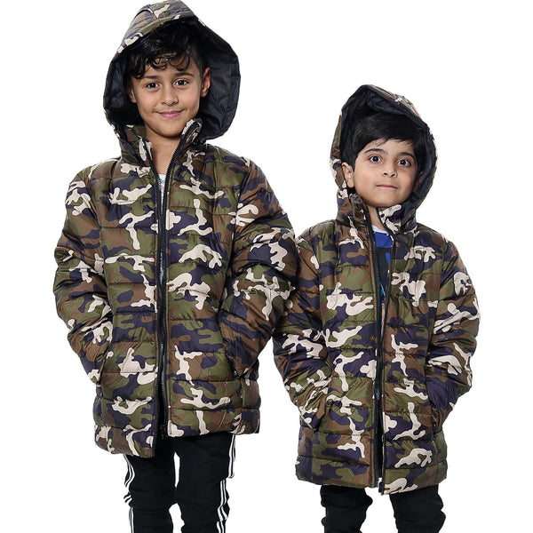 Kids Camo Puffer Coat Hooded Jacket New Detachable Hood Boys Age 3-13 yrs