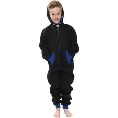 Kids Girls Boys A2Z Onesie One Piece Contrast Fleece Hoodie All In One Jumpsuit