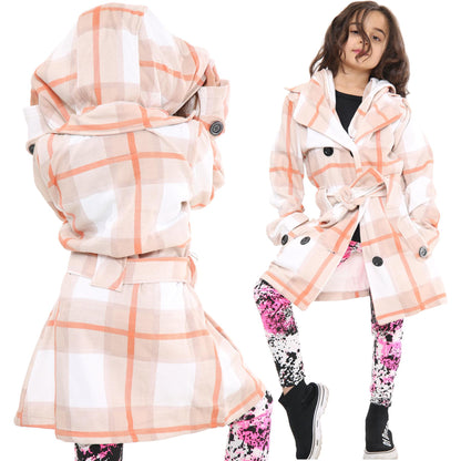 A2Z 4 Kids Parka Jacket Hooded Warm Jacket Oversized Belted Cuffs 5 -13 Years