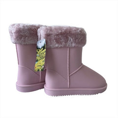 Kids Girls Ladies Warm Rain Boots with Faux Fur Lining Waterproof PVC Mummy Boot