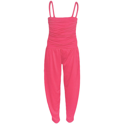 Girls Jumpsuit Kids Plain Color Trendy Playsuit All In One Jumpsuits 5-13 Years