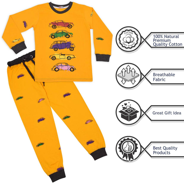 A2Z 4 Kids Unisex Girls Boys Cars Print Pyjamas Children PJs 2 Piece Set Lounge Suit for Children Top Bottom Pyjamas Sleepwear Loungewear Dress Up Outfit Set Gifts for Children Girls & Boys Age 2-13 - A2Z 4 Kids