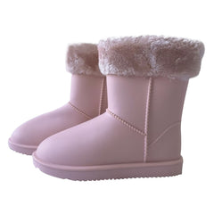 Kids Girls Ladies Warm Rain Boots with Faux Fur Lining Waterproof PVC Mummy Boot