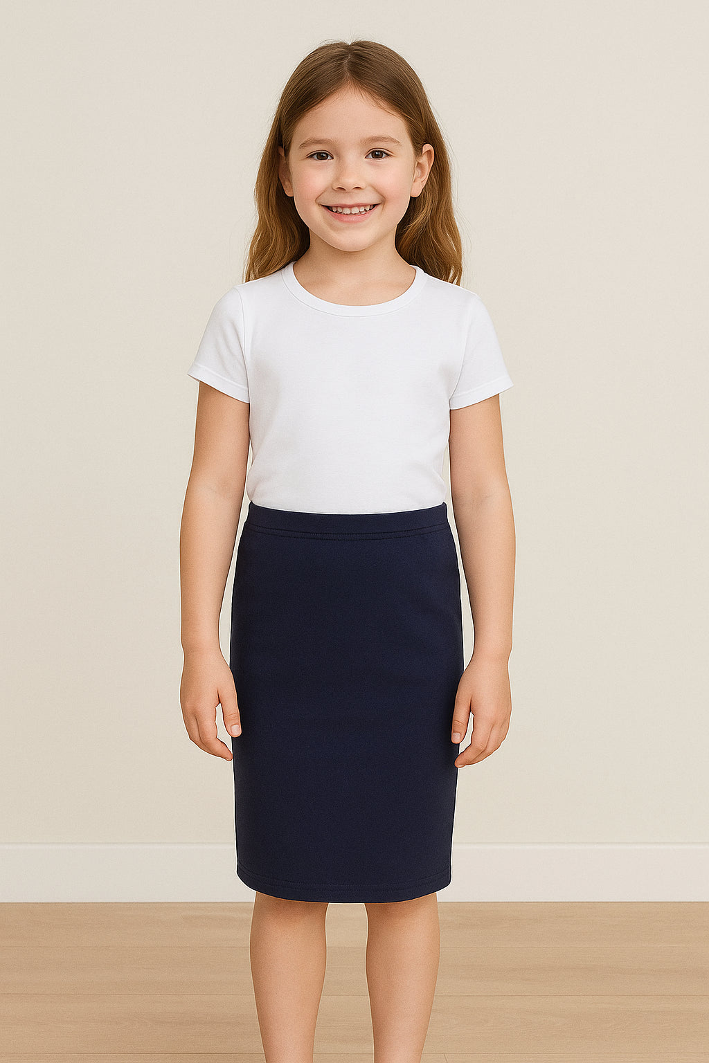 Kids Girls Plain Pencil Skirt Trendy Summer Clothing Sets Age 5-13 Years