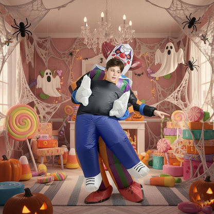 Kids Inflatable Clown Costume Fancy Dress Multicolour Blow Up Halloween Costume