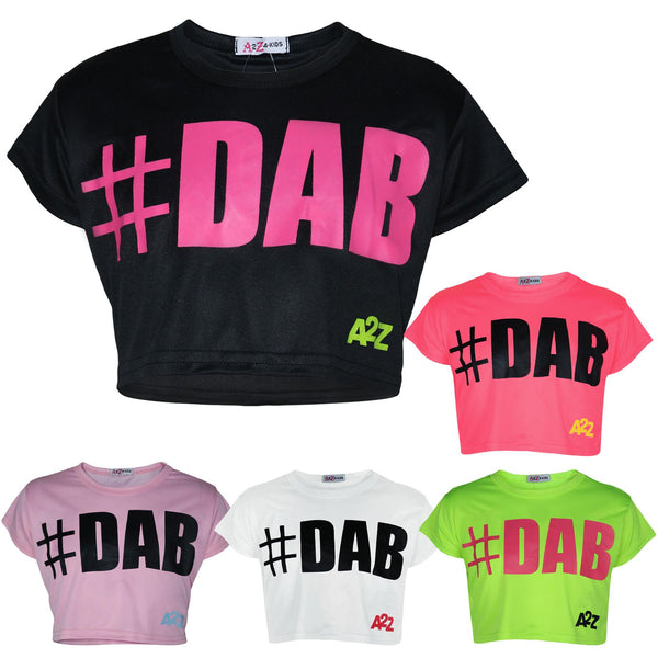 Kids Girls Crop Top #DAB Stylish Floss Fashion Trendy T Shirt Tops Tees 5-13 Yr