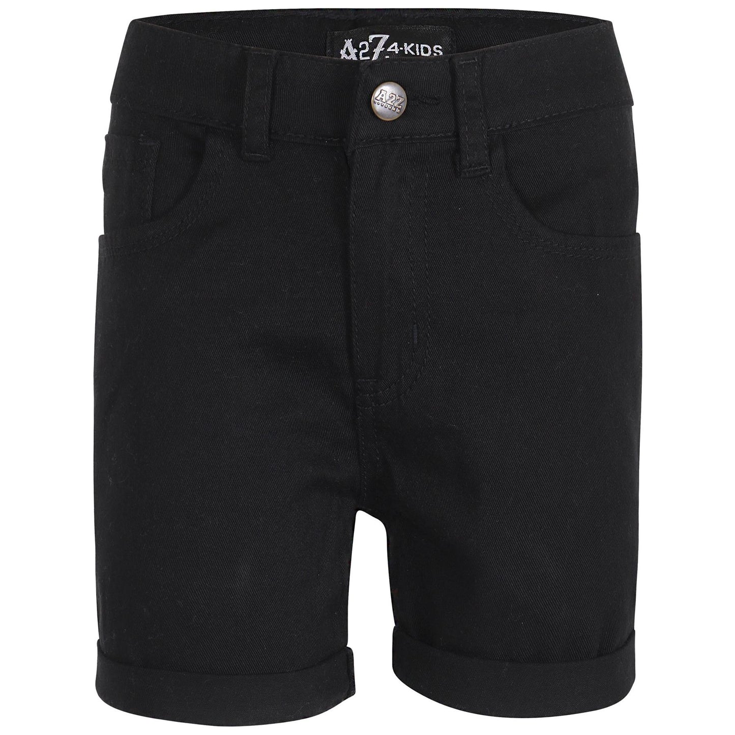 Kids Girls Cotton Shorts Jet Black Comfort Stretch Skinny Pants Trousers Shorts