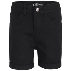 Kids Girls Cotton Shorts Jet Black Comfort Stretch Skinny Pants Trousers Shorts