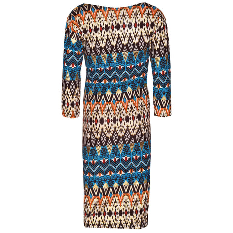 Kids Girls Skater Dress Aztec Foil Print Trendy Fashion Midi Dresses 7-13 Years