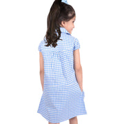 Kids Girls Gingham School Dress Check Printed Dresses With Matching Scrunchies - A2Z 4 Kids