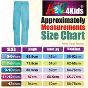 A2Z 4 Kids Boys Trouser Designer Youth BDU Ranger 6-Pocket Aqua Combat Cargo Trousers Fashion Causal Jogging Pants Age 5 6 7 8 9 10 11 12 13