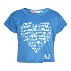 Girls Top Kids Love Print Stylish Fahsion Trendy T Shirt Crop Top Age 5-13 Years