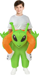 Kids Inflatable Alien Costume Fancy Dress Green Blow Up Suit Halloween Costume