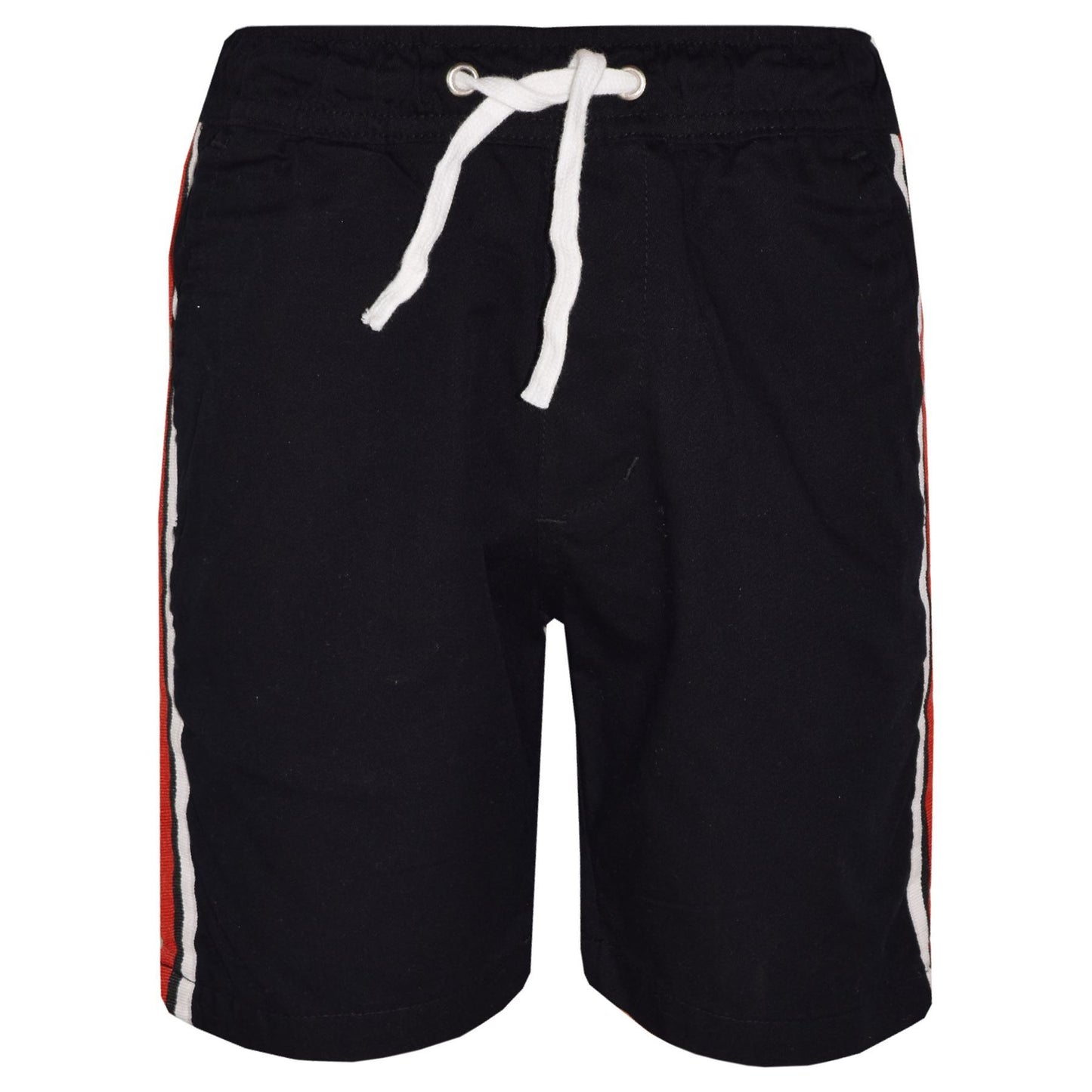 Kids Boys Girls Chino Shorts Contrast Stripes Knee Length Half Pant Age 5-13 Yr