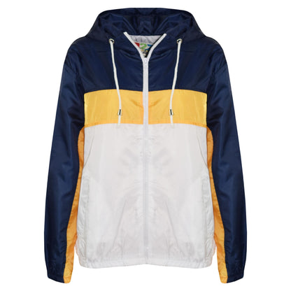 Kids Boys Girls Windbreaker Contrast Block Hooded Jackets Rain Mac Raincoat 5-13