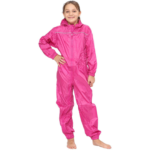 Girls Boys Raincoat Kids Puddle Suit Rainwear Waterproof Hooded Rainsuit 2-13 Yr