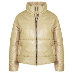 Girls Jacket Kids Wetlook Cropped Padded Quilted Puffer Bubble Jackets Coat 5-13