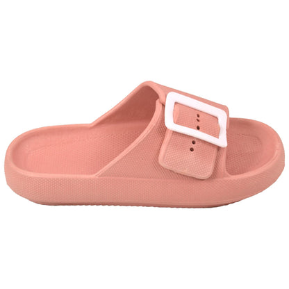 A2Z Girls Teens Open Toe Knitted Effect Lightweight Flat Ladies Walking Sliders