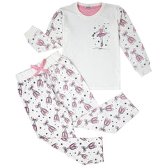 A2Z 4 Kids Girls Ballerina Print Children PJs 2 Piece Cotton Set Lounge Suit Nightwear Sleepwear Top Bottom Pyjamas Loungewear Dress Up Outfit Set Gifts for Children & Girls Age 2-13 Years