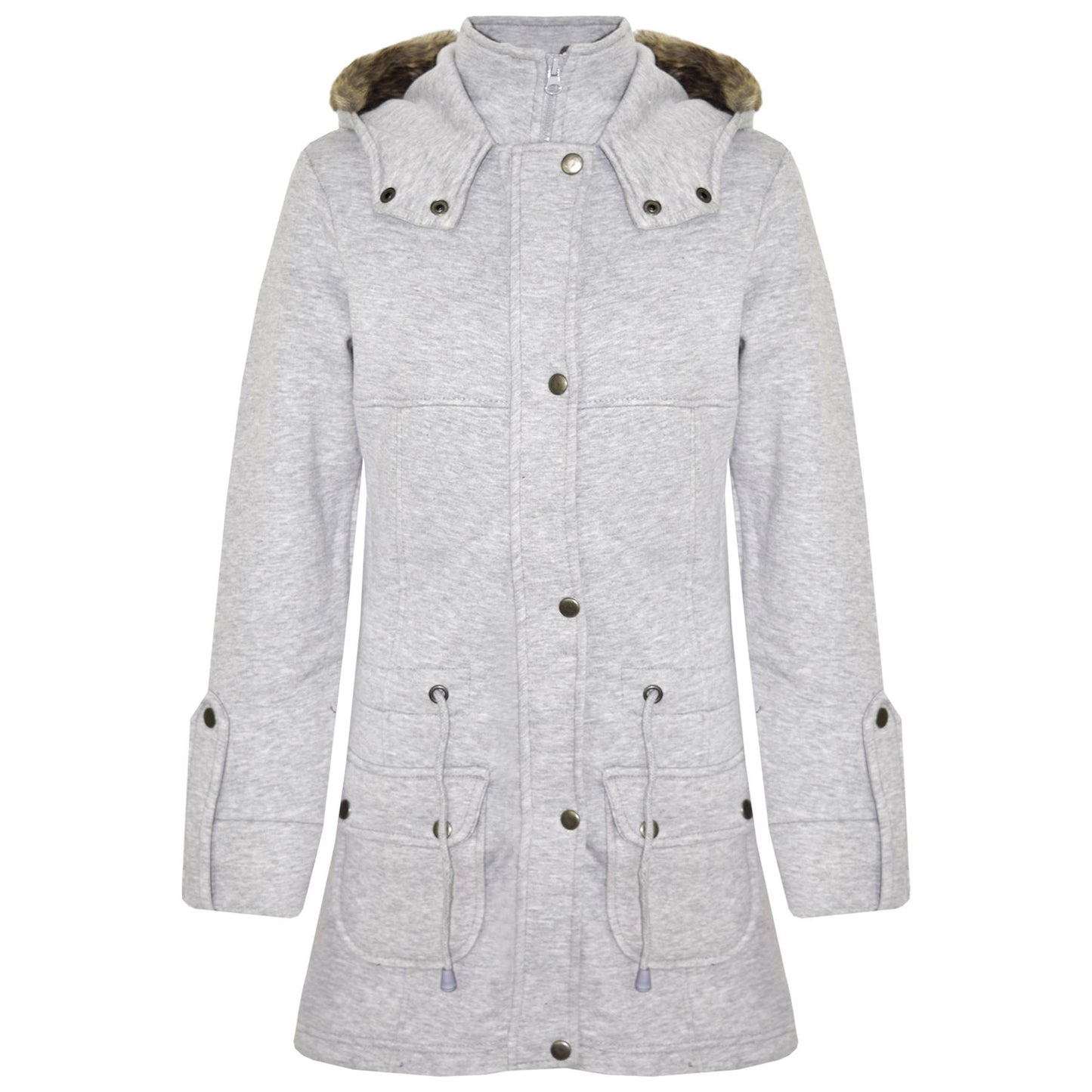 GIRLS COAT KIDS FLEECE PARKA JACKET LONG FAUX FUR HOODED SUMMER COATS AGE 7-13Y