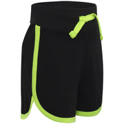 A2Z 4 Kids Black and Neon Green Crop Top And Shorts Set Contrast Colour Short Sleeves T Shirt Summer Outfit 2 Piece Activewear Girls Boys Age 5-13 years