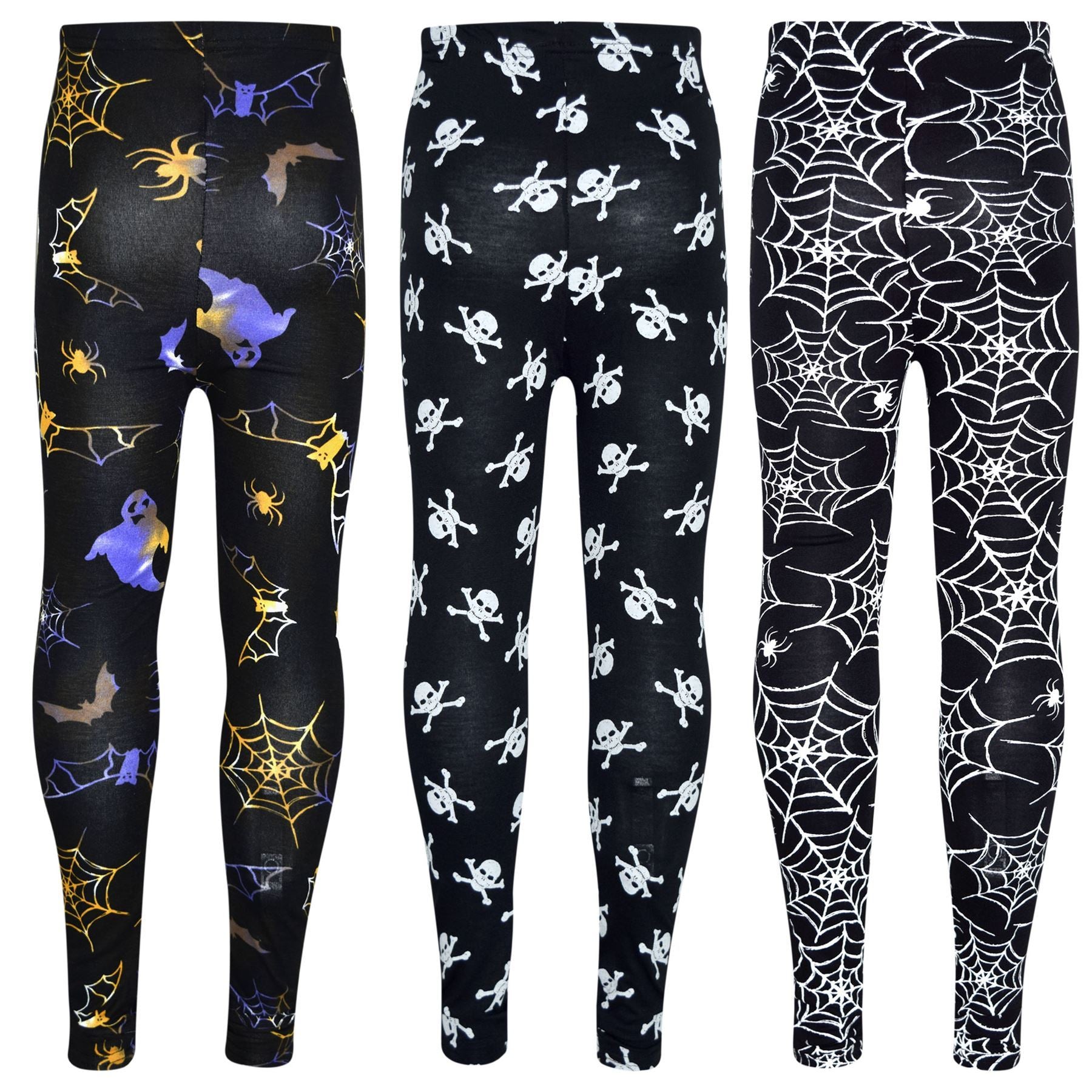 Girls Halloween Legging Spider Web Skull Print Leggings Fancy Costume 3-13 Years