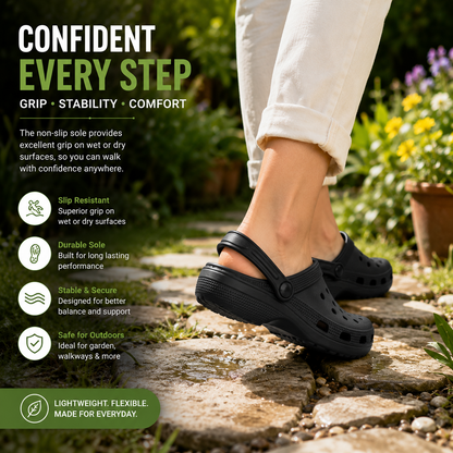 A2Z Ladies Black EVA Clogs Lightweight Garden Beach Shoes UK Sizes 3 to 7