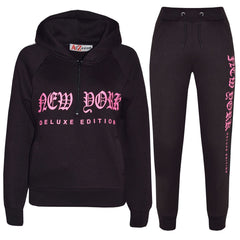 Kids Boys Girls Tracksuit New York Fleece Hoodie Top Bottom Jogging Suit 7-13 Yr