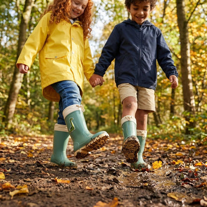 Kids Waterproof Wellington  PVC Rain Wellies Adjustable Warm Lined Non Slip Sole