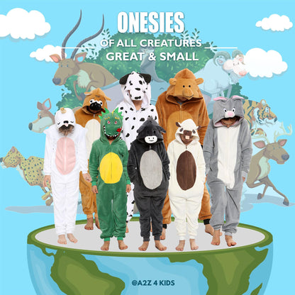 Kids Girls Boy A2Z Onesie One Piece Soft Fluffy Dinosaur All In One Xmas Costume