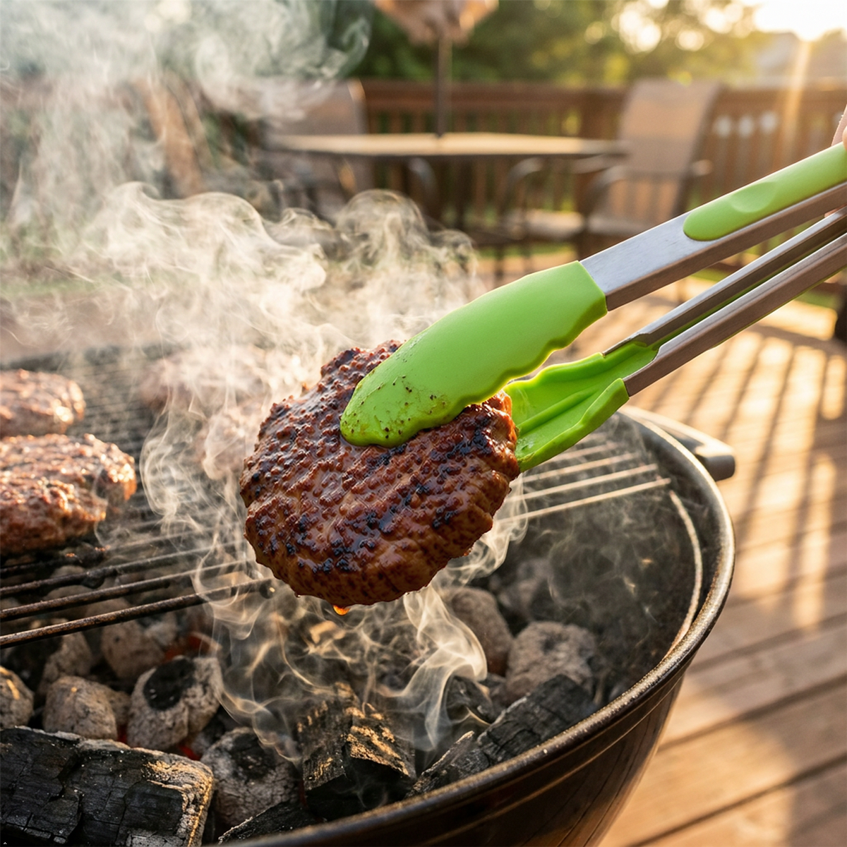 Silicone Grip Tongs Pack of 3 Heat Resistant Kitchen BBQ Cooking Serving Tongs