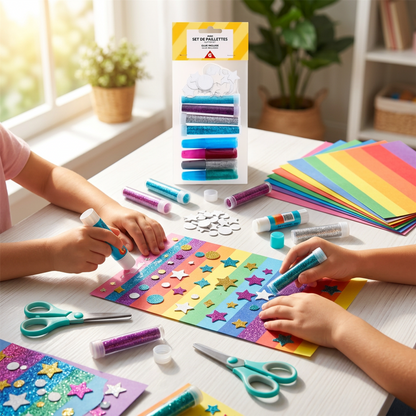 A2Z Glitter Glue Set With Glitter Foam Shapes For Arts And Crafts Kids