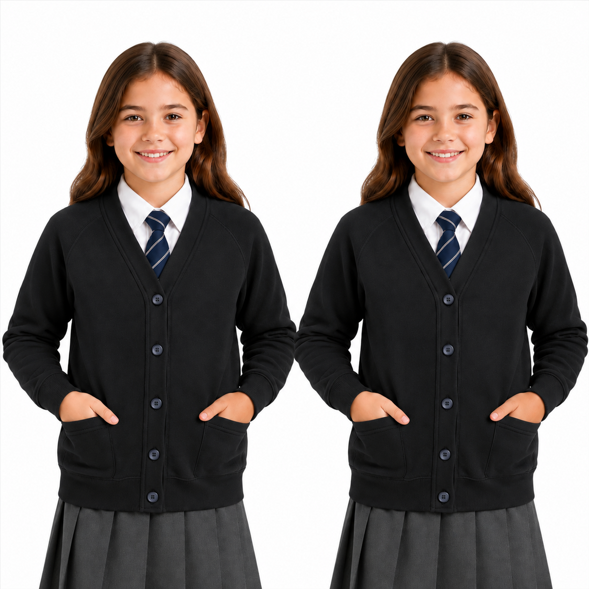 Kids Girls Scouts School Uniform Cardigan Long Sleeve Sweat Knitted Cardigan