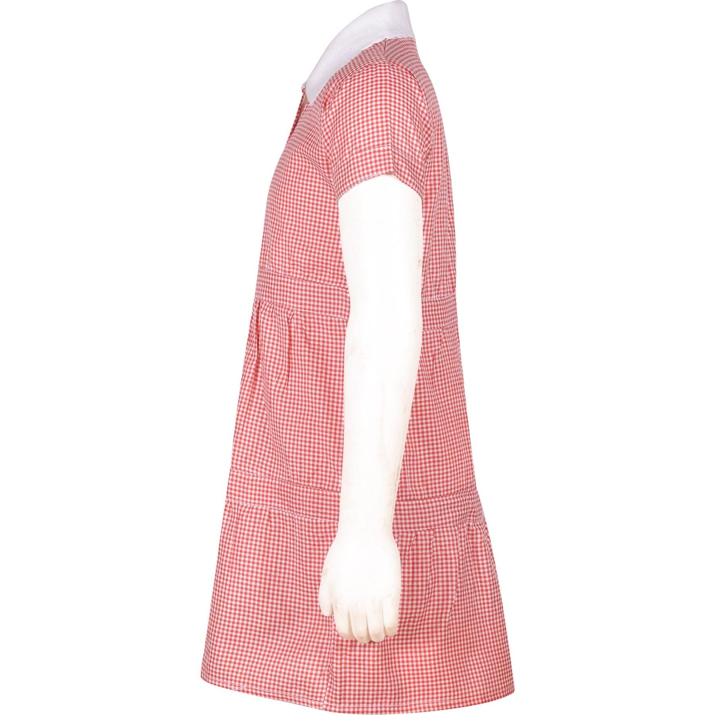Kids Girls Gingham School Dress Check Button Up Tiered Dresses With Scrunchies