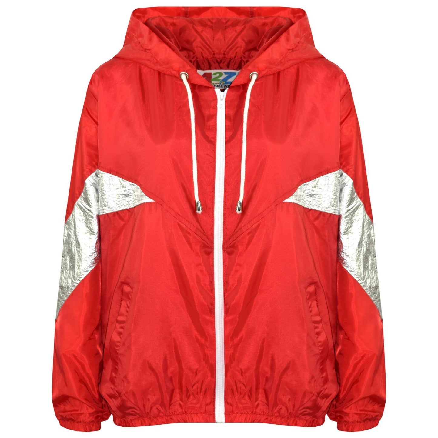 A2Z 4 Kids Girls Boys Windbreaker Jackets Metallic Panelled Hooded Raincoats