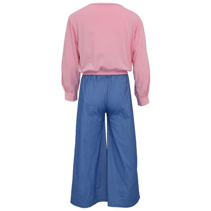 Kids Girls Crop Top Set Casual Long Sleeve Crop Top Flared Trouser Age 3-14