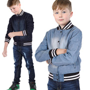 A2Z 4 Kids Boys Girls Ribbed Collar & Cuffs Denim Jacket 100% Cotton Kids Outerwear with Ribbed Hem Snap Button Closure Timeless Fashion for Everyday Adventures